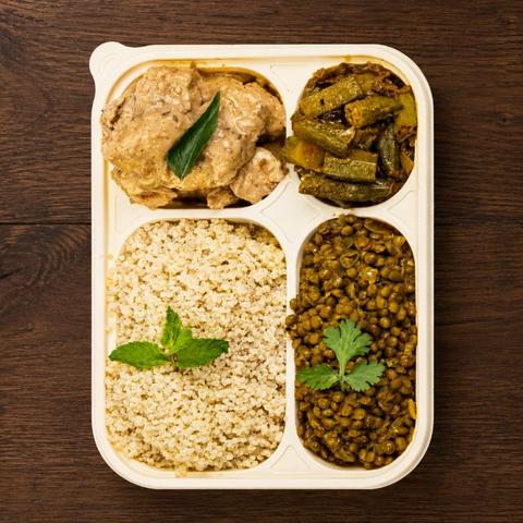 White Chicken & Masala Bhindi Wellness Plate