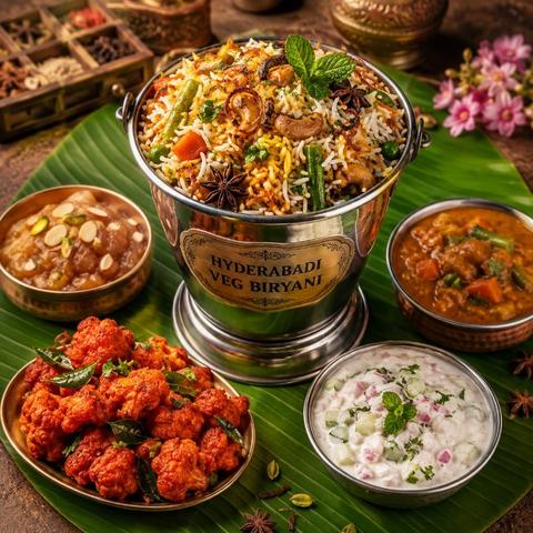 Hyderabadi Veg Bucket Biryani (Serves 4 to 5 People)