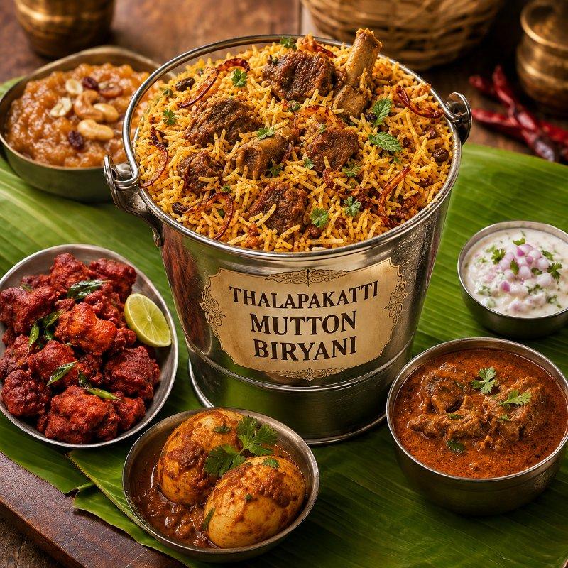 Thalapakatti Mutton Bucket Biryani - Seeraga Samba (Serves 4 to 5 People)