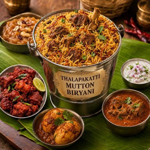Thalapakatti Mutton Bucket Biryani - Seeraga Samba (Serves 4 to 5 People)