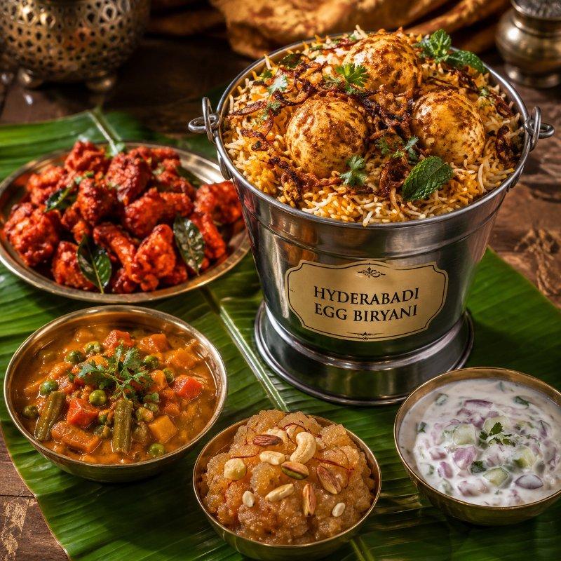 Hyderabadi Egg Bucket Biryani (Serves 4 to 5 People)