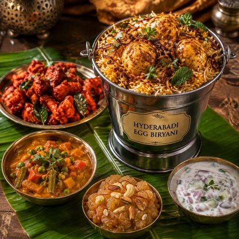 Hyderabadi Egg Bucket Biryani (Serves 4 to 5 People)