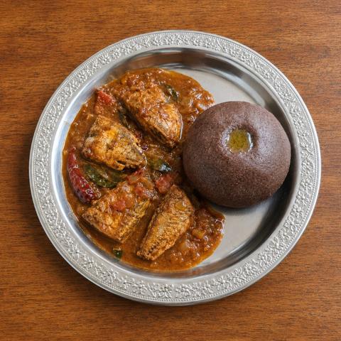 Dry Fish Curry with Ragi Ball