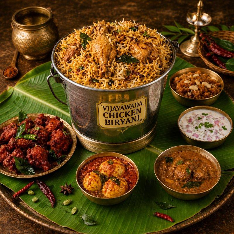Vijayawada Chicken Bucket Biryani (Serves 4 to 5 People)